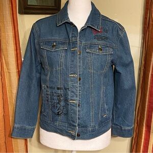 Disney Mickey Mouse artwork Embroidered Denim Jacket 7/8